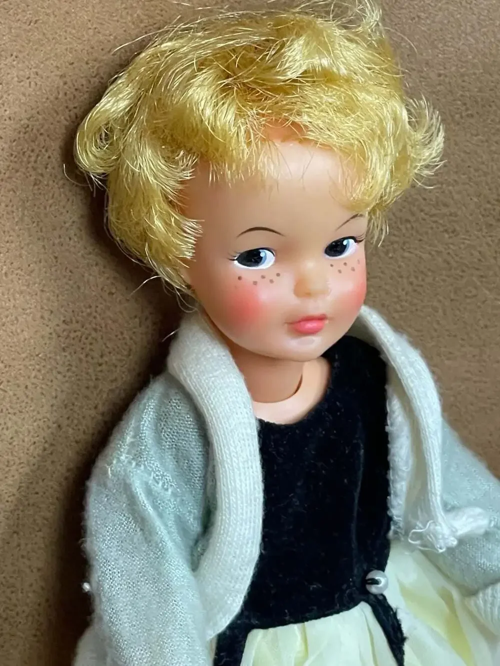 Vintage Ideal Pepper Doll Tammy's Little Sister Blonde with Dress and Cardigan